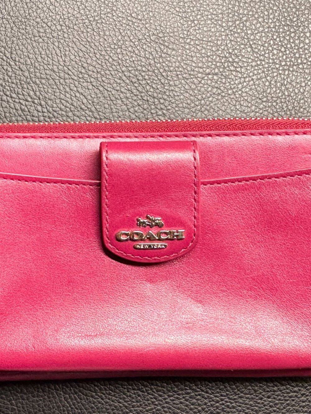 Coach Zip Around Wallet in Silver/Cyclamen
